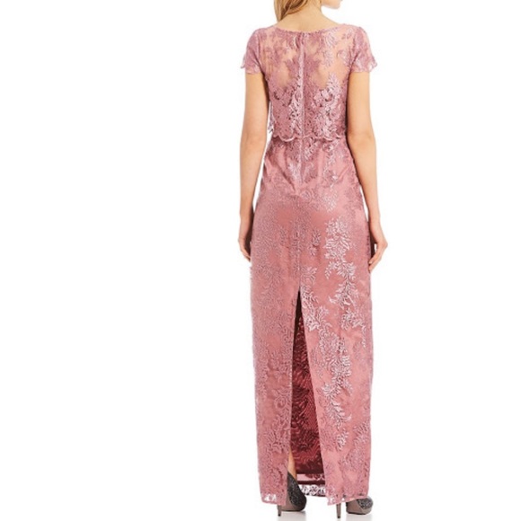 Adrianna Papell popover metallic rose lace gown - Picture 3 of 5